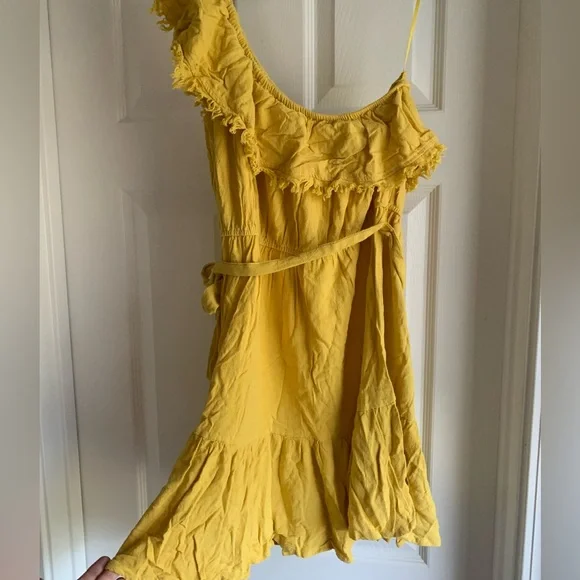 NWOT Promesa Linen-Blend Ruffled One-Shoulder Dress - Picture 6 of 9